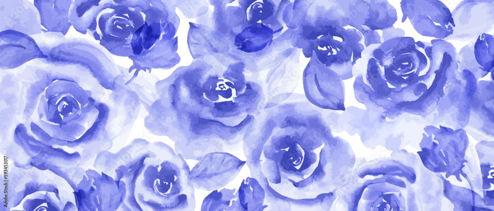 Botanical background with violet flowers, roses. Watercolor art texture. Print for wallpaper, fabric, card. Botanical background with violet flowers, roses. Watercolor art texture. Print for wallpaper, fabric, card.