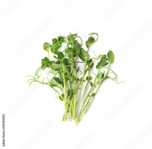 Bunch of microgreen peas on white background