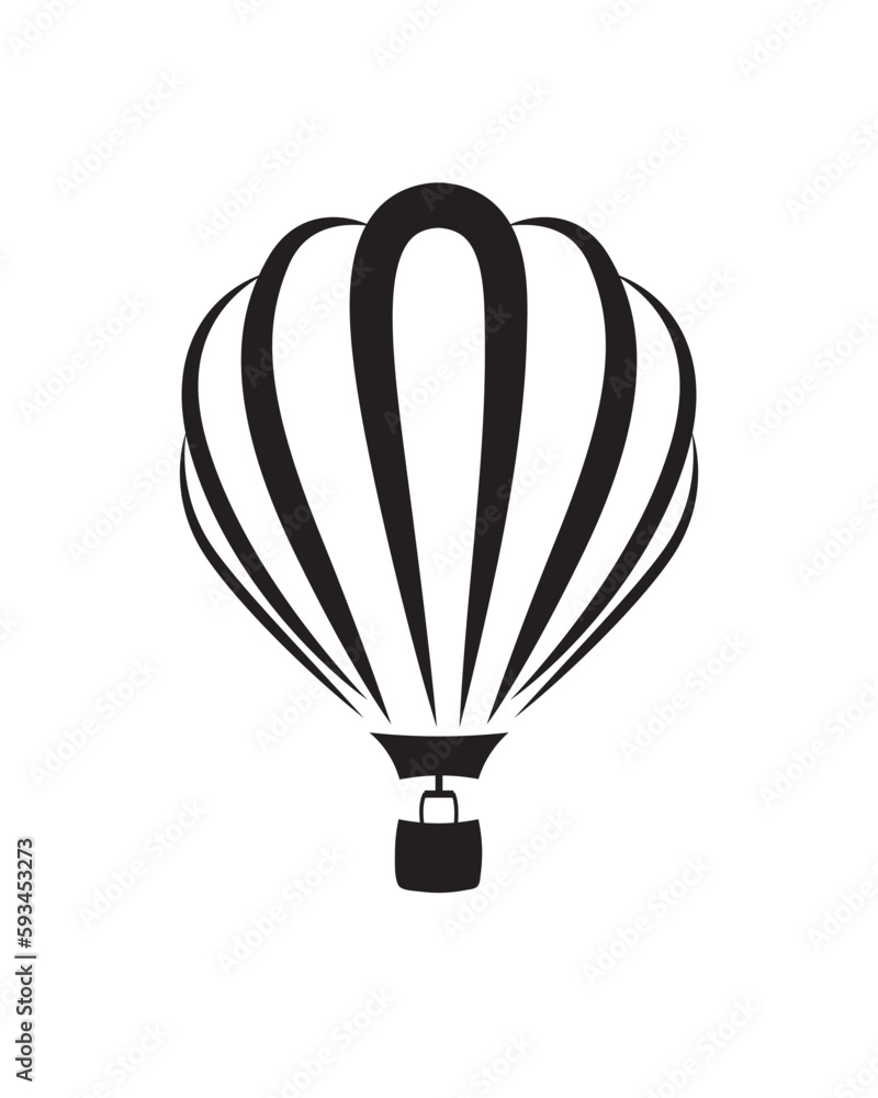 Fototapeta premium Parachute vector icon isolated on white. Silhouette parachuting.