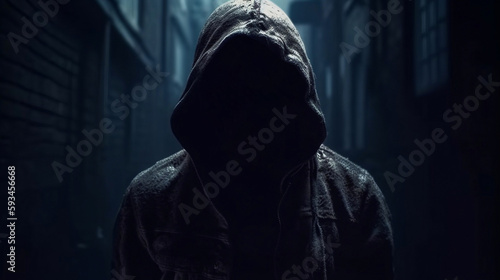 Scary and creepy monster with gouged eyes in dark
