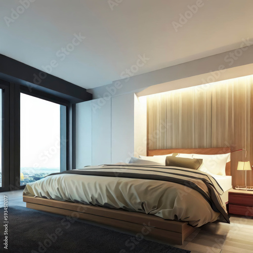 Interior of a modern bedroom, generative ai