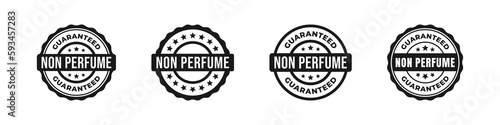 Non perfume label or No Perfume label vector isolated in flat style. Simple Non perfume or fragrance free label for product design element. Best No perfume stamp for packaging design element.