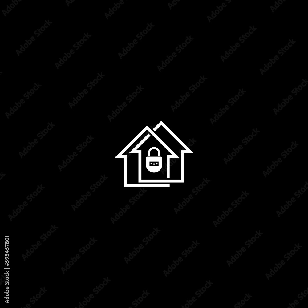 Home padlock security logo icon isolated on dark background Home padlock security logo icon isolated on dark background