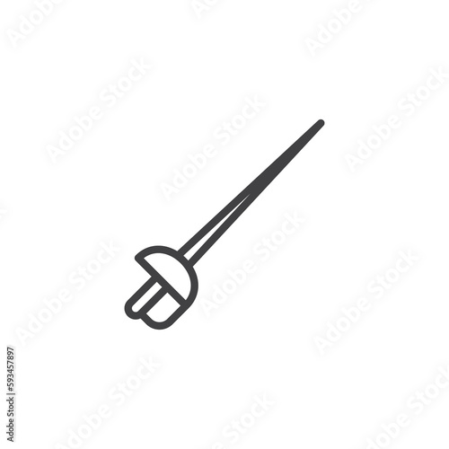 Fencing rapier line icon