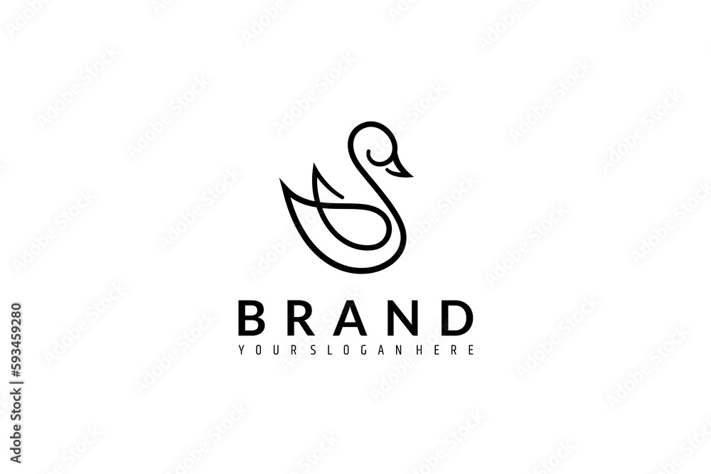 Simple swan logo in continuous line design style Simple swan logo in continuous line design style