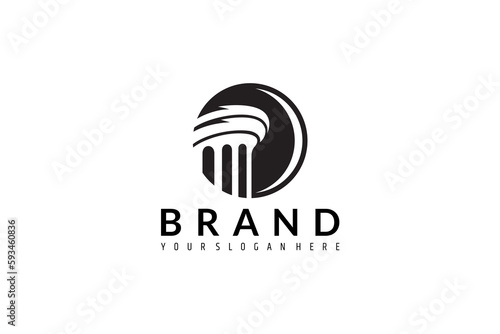 Justice pillar logo, law pillar, rome column in flat design style