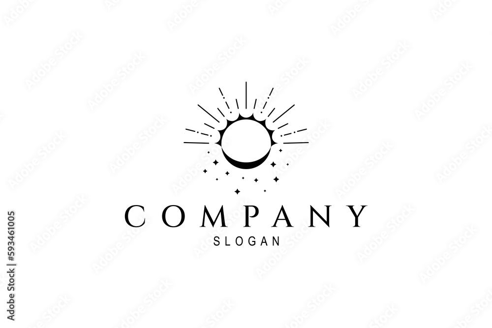 Fototapeta premium Vector logo in which abstract image of sun and crescent symbol