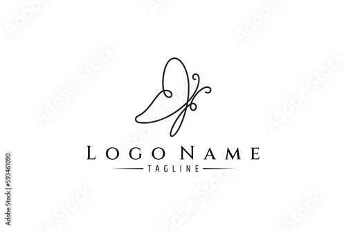 simple butterfly logo with continuous line design style