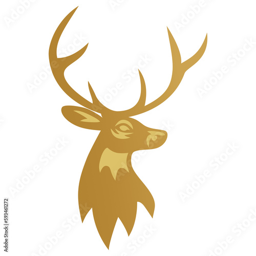 Gold Deer Golden Stag Logo Design Mascot © Reni