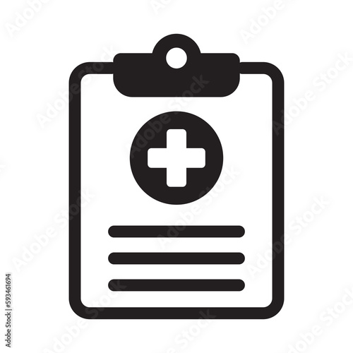 Medical history icon, medical report symbol. Health care clipboard icon. Medical card icon.
