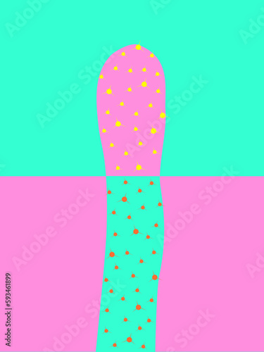 Abstract minimalist bright candy cactus