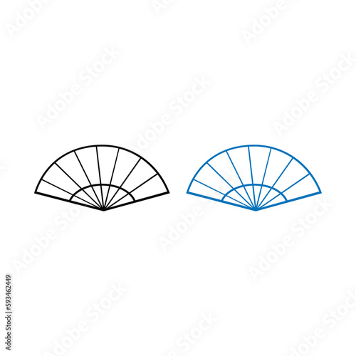 Collection of handheld fan icons isolated on a white background. Icons of folding and rigid fans. Vector illustration.collection in three colors pink, white and red. Set is isolated on white backgroun