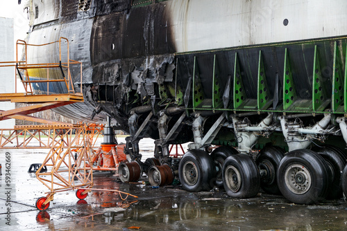 Debris of ukrainian airplanes destroyed at Hostomel airfield
