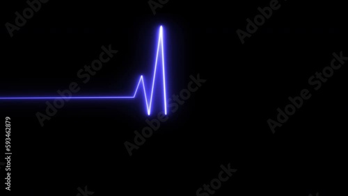 Heart impulse beat. Heart rate and pulse on a blank black screen in a hospital.
