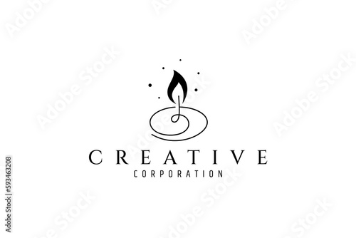 Candle logo with continuous lines design