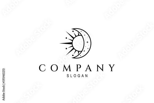 Vector logo on which the abstract image of the moon and sun on a white background