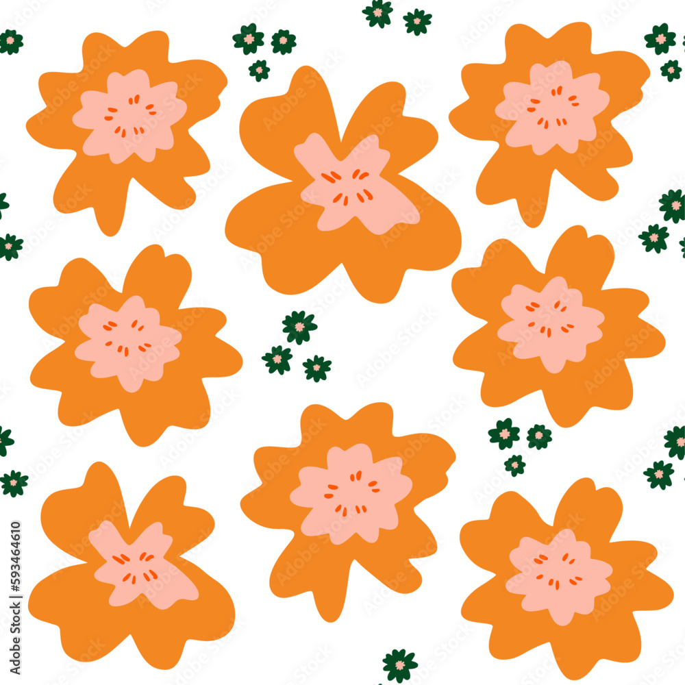 Seamless pattern with floral garden flower, Flower collection with leaves, plants ,botanical ,seamless pattern vector design for fashion, fabric,wallpaper,background. Cute pattern.