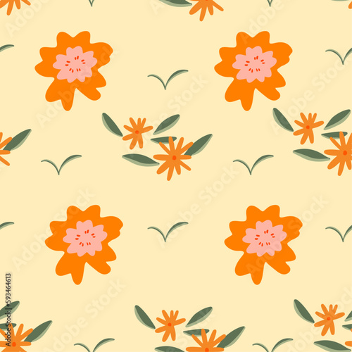 Seamless pattern with floral garden flower  Flower collection with leaves  plants  botanical  seamless pattern vector design for fashion  fabric wallpaper background. Cute pattern.