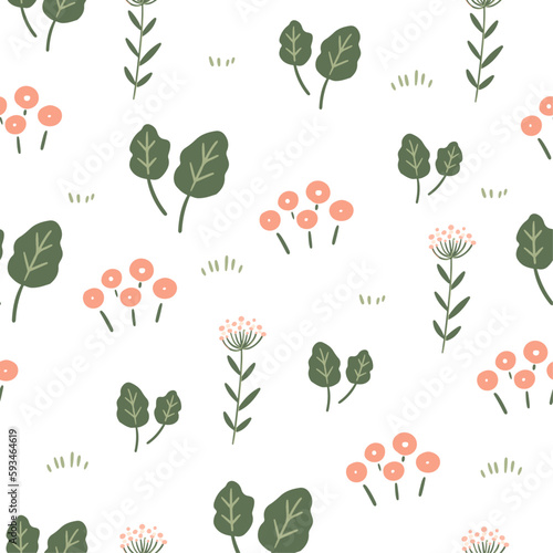 Seamless pattern with floral garden flower, Flower collection with leaves, plants ,botanical ,seamless pattern vector design for fashion, fabric,wallpaper,background. Cute pattern.