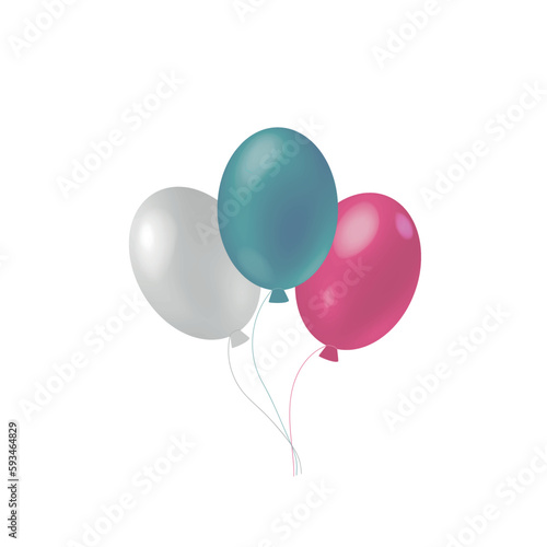 Icon 3 balloons metallic shade. Childish or glamorous balloons for cards or invitations