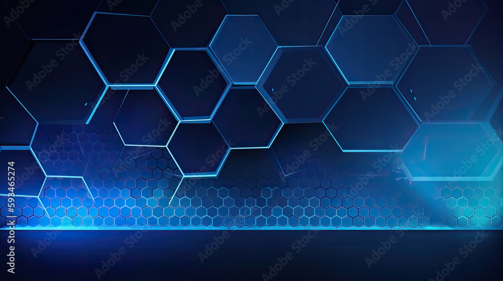 Geometric horizontal background with hexagons in digital abstract style with Generative AI Technology Geometric horizontal background with hexagons in digital abstract style with Generative AI Technology