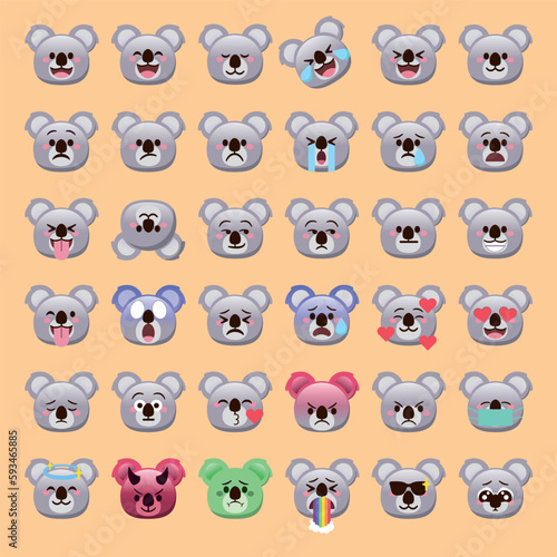 Koala emoji faces with cute expressions for social media