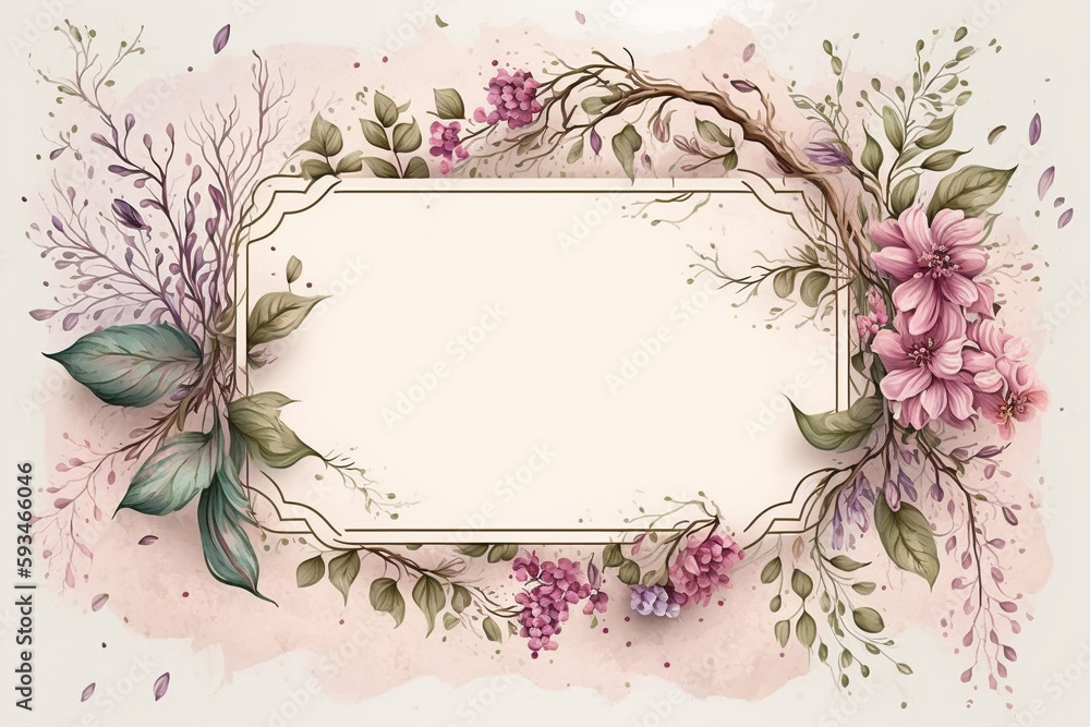 Greeting card with flowers, watercolor, can be used as invitation card for wedding, birthday and other holiday and summer background Greeting card with flowers, watercolor, can be used as invitation card for wedding, birthday and other holiday and summer background