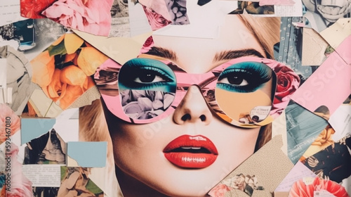 Handmade contemporary collage made of magazines and colorful paper mood board Generated AI