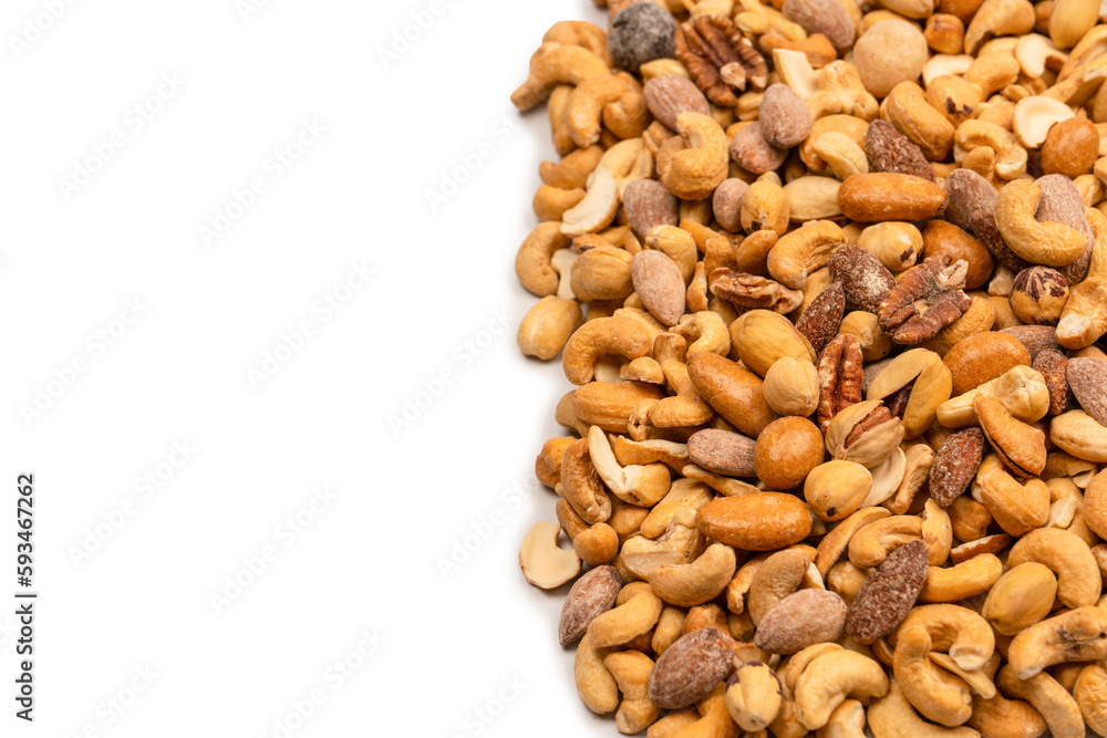 A group of almonds, pistachios, walnuts, macadamia, cashews. A group of almonds, pistachios, walnuts, macadamia, cashews.