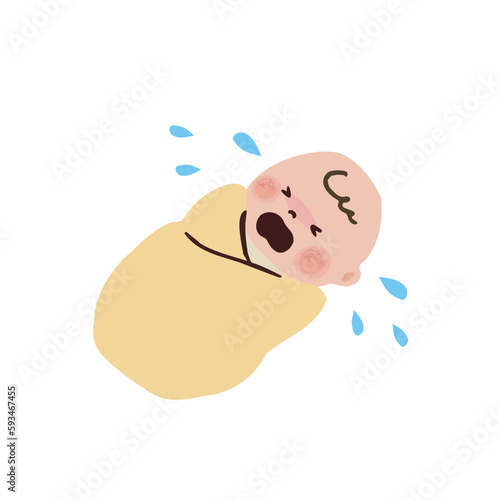 泣いている赤ちゃん　夜泣き　ぐずる