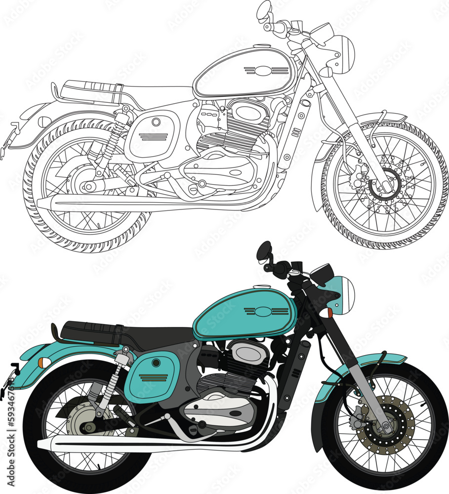 Classic vintage motorcycle vector illustration.