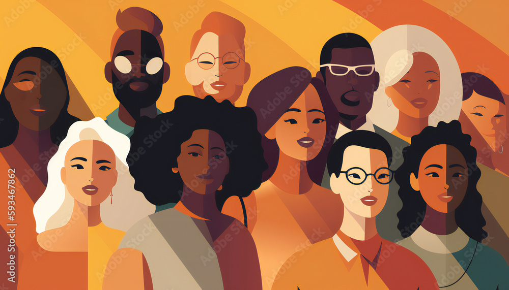 Socially diverse multicultural and multiracial people on an isolated white background. Ai generative illustration Socially diverse multicultural and multiracial people on an isolated white background. Ai generative illustration