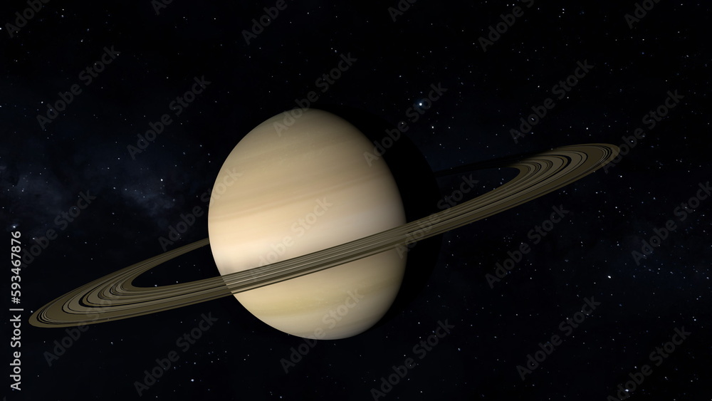 Space probe approaching to planet Saturn.