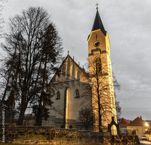 Church of the Assumption in Bavorov - little town near Vodnany. Czechia. photo