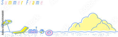 夏のイラスト素材_砂浜の風景（主線あり）