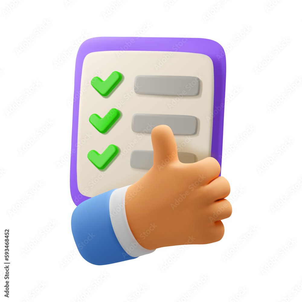 To do list done vector 3d icon. Feedback survey questionnaire illustration, isolated on white background To do list done vector 3d icon. Feedback survey questionnaire illustration, isolated on white background