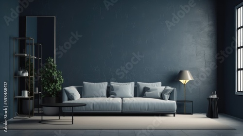 Stylish Living Room. Modern Interior Design Background. Generative AI. photo