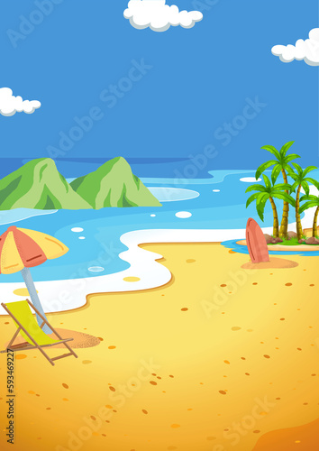 Sea sandy beach background image in summer  bright colors  nice and fresh atmosphere.