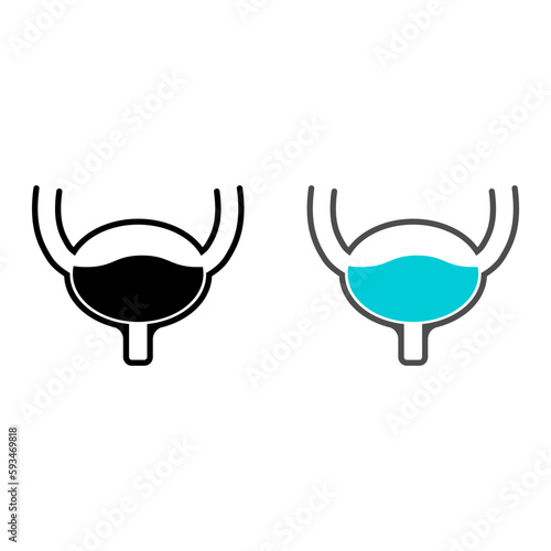 Set of Urology health human icon, anatomy medical body bladder sign, biology vector illustration
