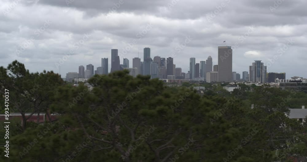 Drone view of downtown Houston from Memorial Park Drone view of downtown Houston from Memorial Park