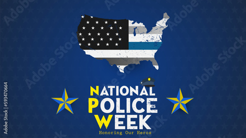 National Police Week with an American flag celebration concept. Poster and banner design vector illustration.