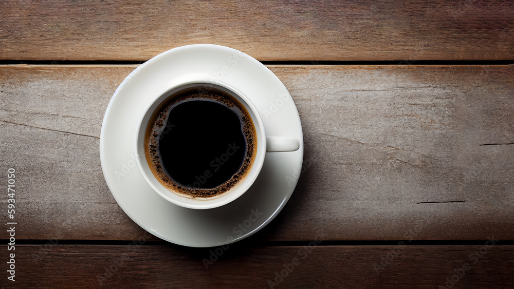 cup of coffee on old wooden table. Created with Generative AI cup of coffee on old wooden table. Created with Generative AI