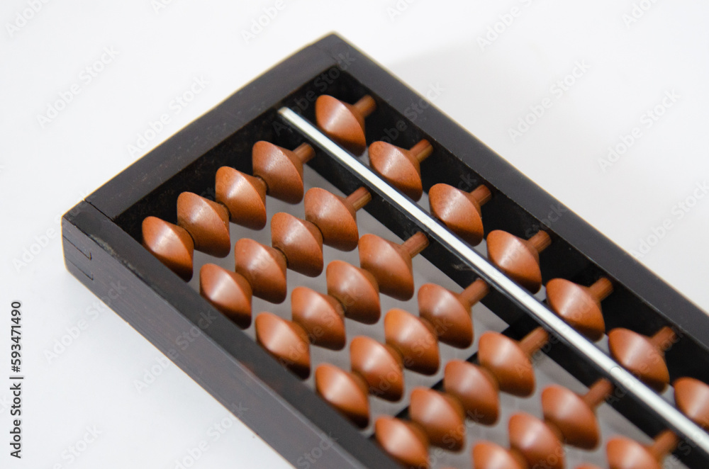 Old brown abacus on white background. Old brown abacus on white background.