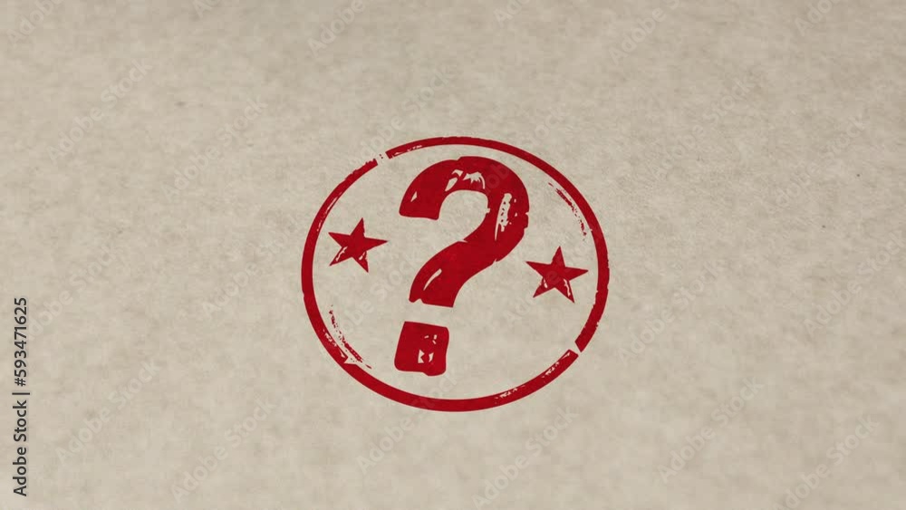 Question mark stamp and hand stamping impact animation. Faq help query and answer 3D rendered concept. Question mark stamp and hand stamping impact animation. Faq help query and answer 3D rendered concept.