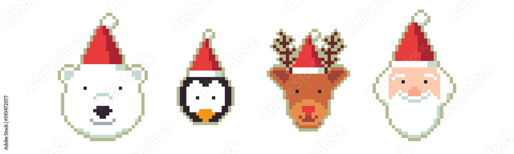 Obraz premium X-mas Faces Pixel Version.