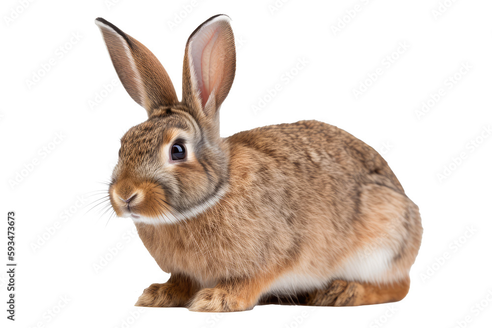Fluffy rabbit isolated on transparent background. Generative Ai Fluffy rabbit isolated on transparent background. Generative Ai