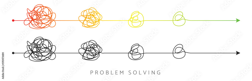 Abstract doodle problem solving vector concept illustration. Concept of problem solution, marketing, business, project management, brainstorming, innovation idea, and creative design success - obrazy, fototapety, plakaty 