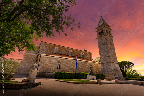 Church in village Cilipi in the province of Dalmatia. Croatia photo