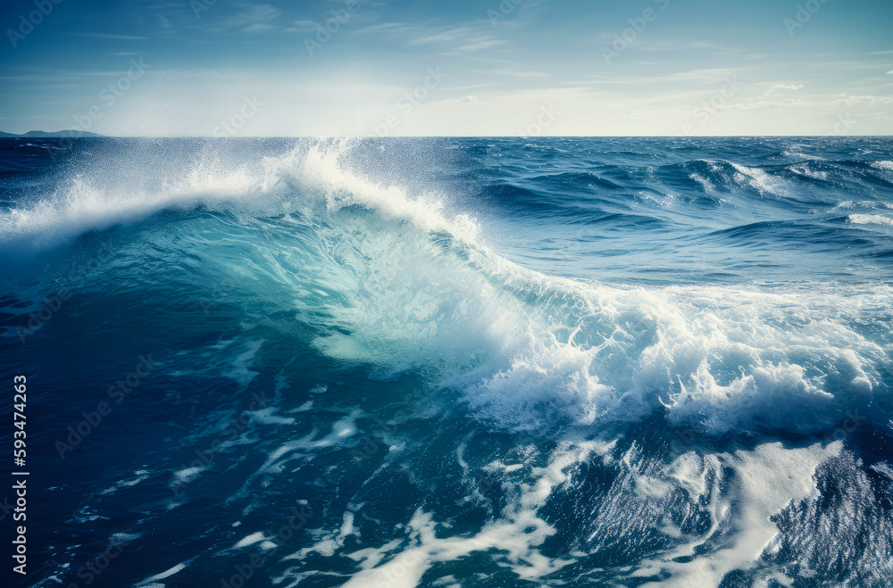 Fototapeta premium Waves in the ocean. Beautiful natural background. Toned. High quality photo