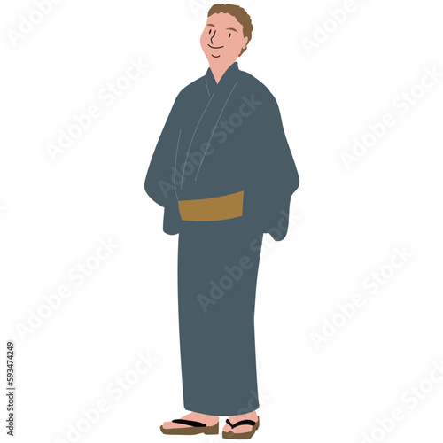 恰幅の良い浴衣姿の男性のイラスト
